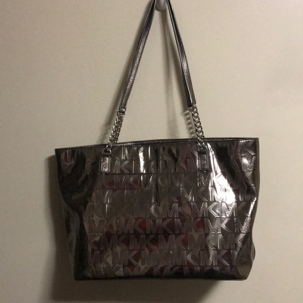 Pewter Michael Kors travel tote, slightly used